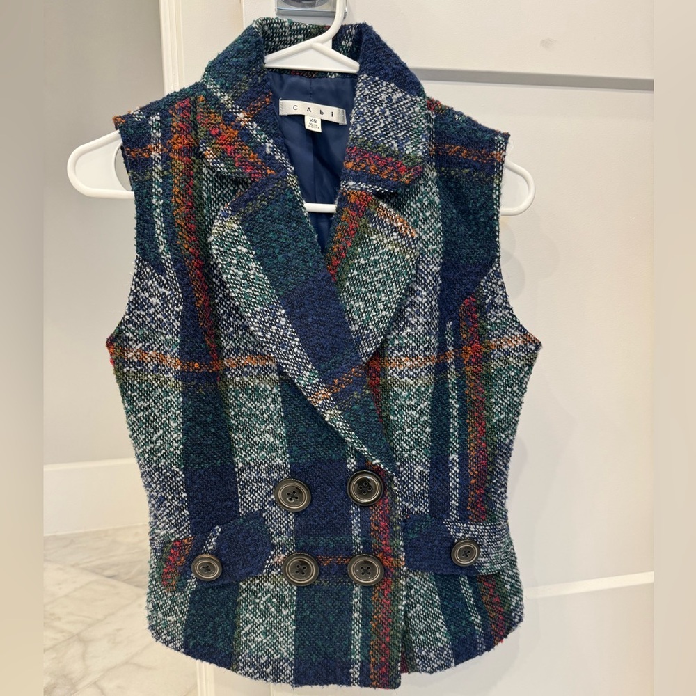 CABI Wool Blend Tweed Vest. Very Cute w/Jeans! Button Front. Size XS